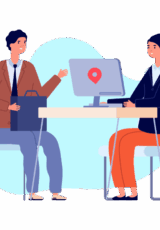 A job interview between two people graphic